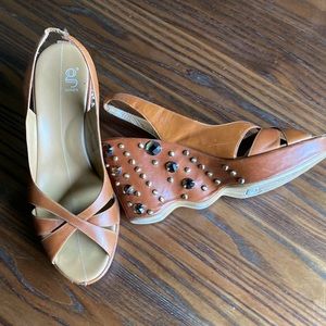 Nike Air G Series Jeweled Heel Platform Wedge Sandals